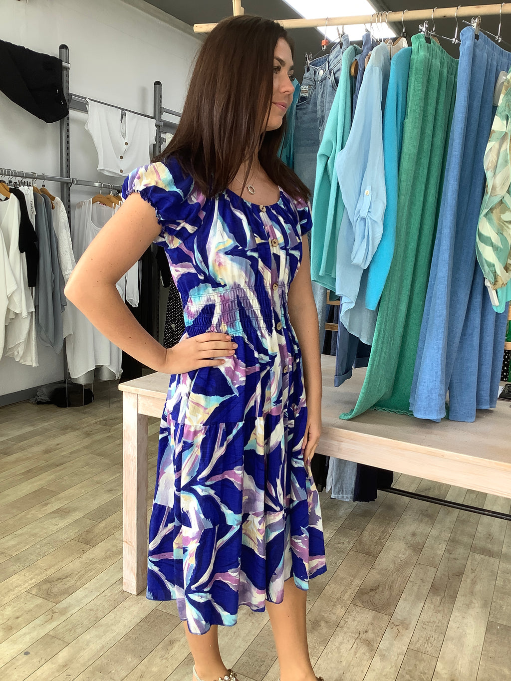 BRUSHSTROKE MIDI DRESS