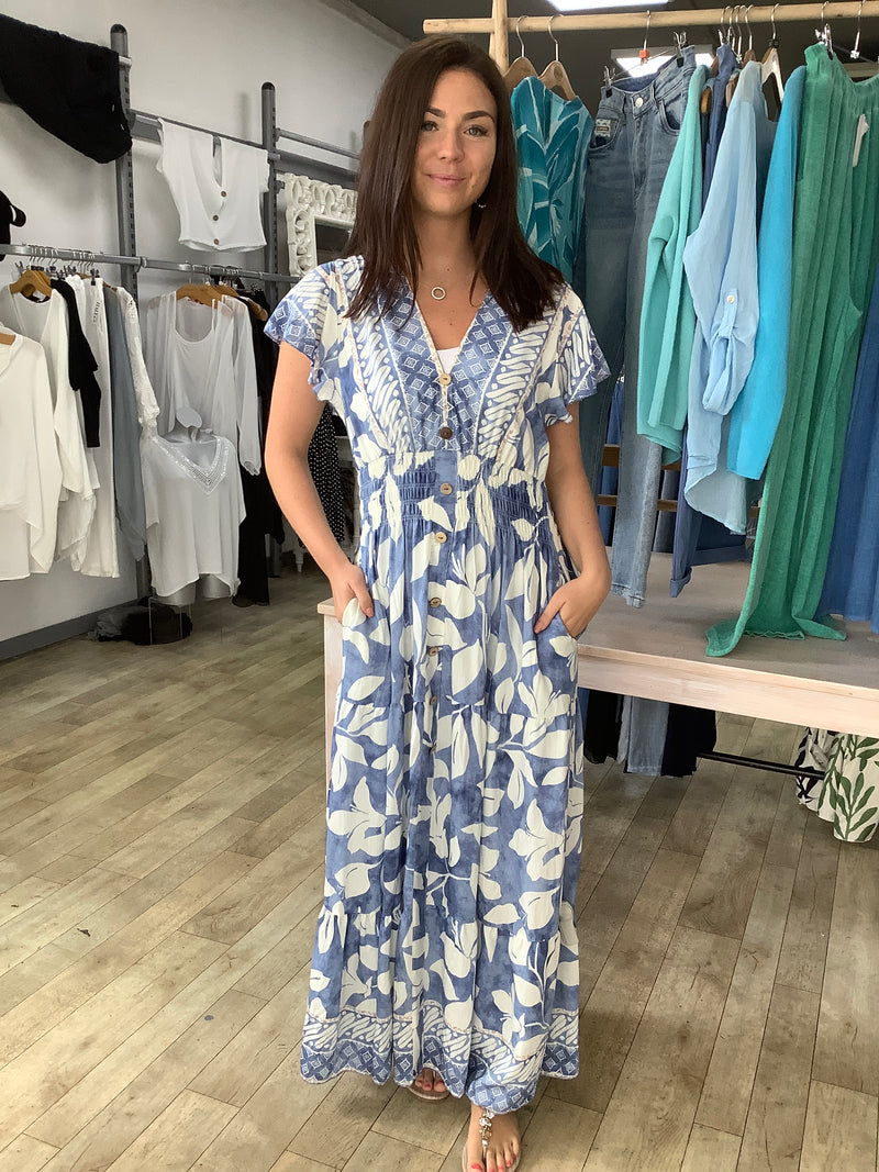 PALM PRINT MAXI DRESS