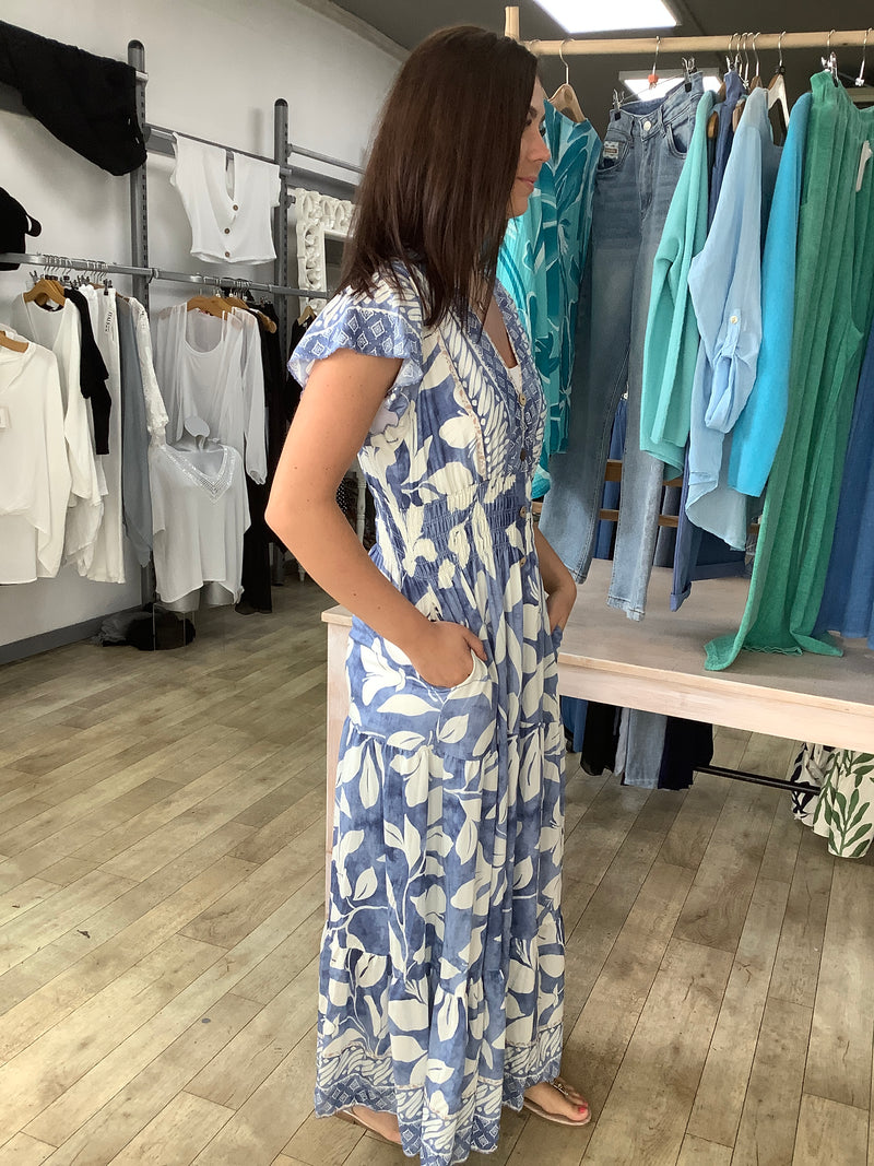PALM PRINT MAXI DRESS