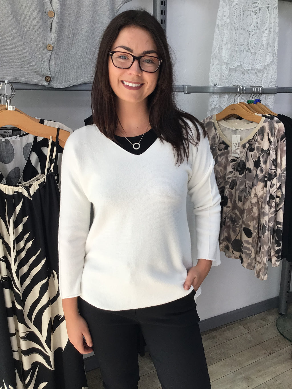 V-NK SEAM SLV TOP