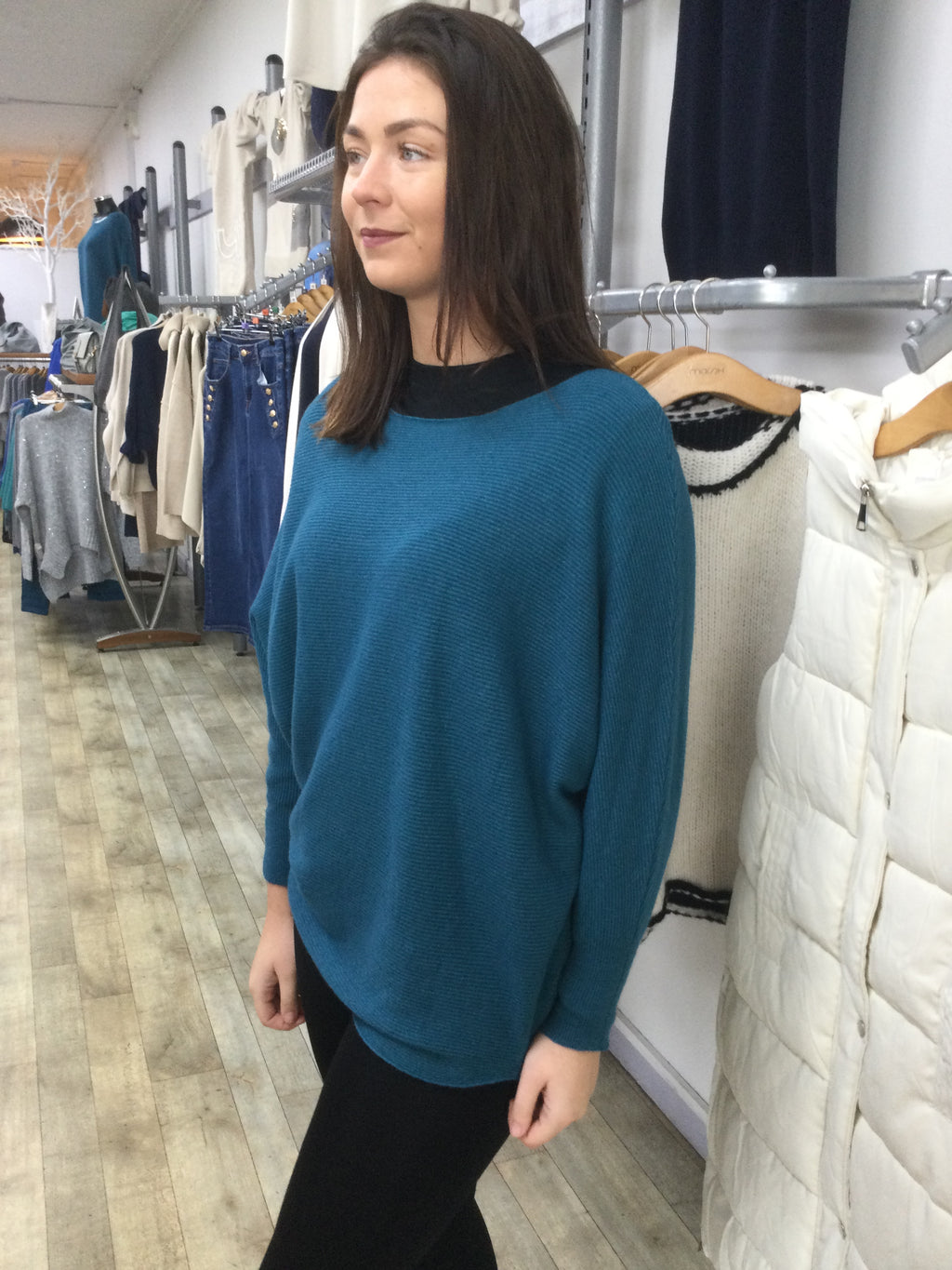 RIB BATWING KNIT TOP