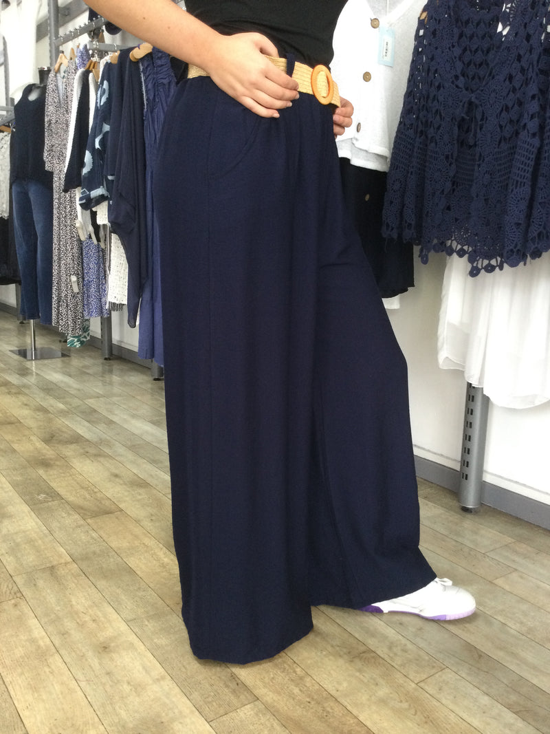 BELTED WIDE LEG TROUSERS