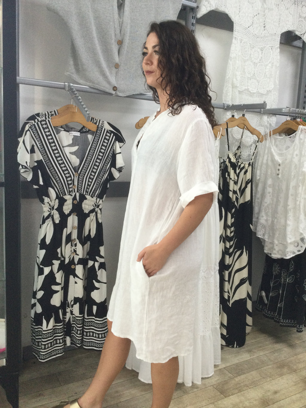 2 PKT LINEN DRESS